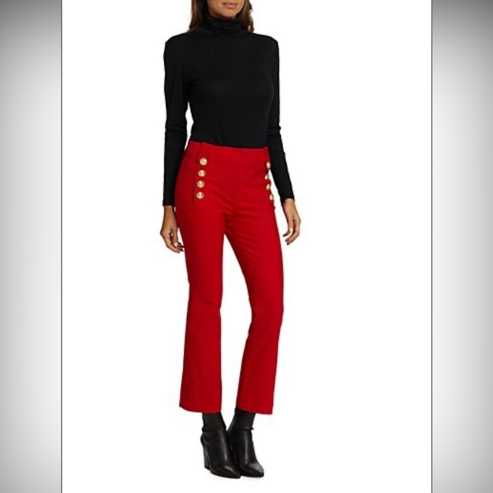 Derek Lam 10 Crosby Womens Size 18 Robertson Red Crop Flare Sailor Trouser NWOT